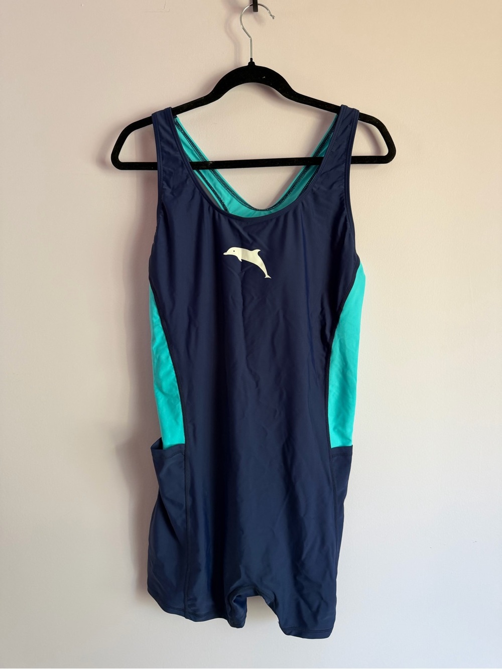 NWT Halcurt Women's Navy and Teal One-Piece Swim Suit 2X